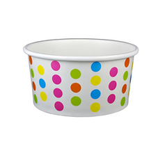 6oz Paper Yogurt Cups - Polka Dot Rainbow - (1000 per case)