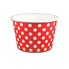 8oz Paper Yogurt Cups - Polka Dot Red - (1000 per case) - 95MM