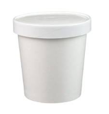 32 oz (Quart) White Paper Ice Cream/Soup Cup with Vented Paper Lid Combo - 250/case