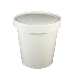 16 oz (Pint) White Paper Ice Cream Container w/Paper Lid (vented) Combo- 250/case