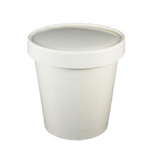 16 oz (Pint) White Paper Ice Cream Container w/Paper Lid (vented) Combo- 250/case