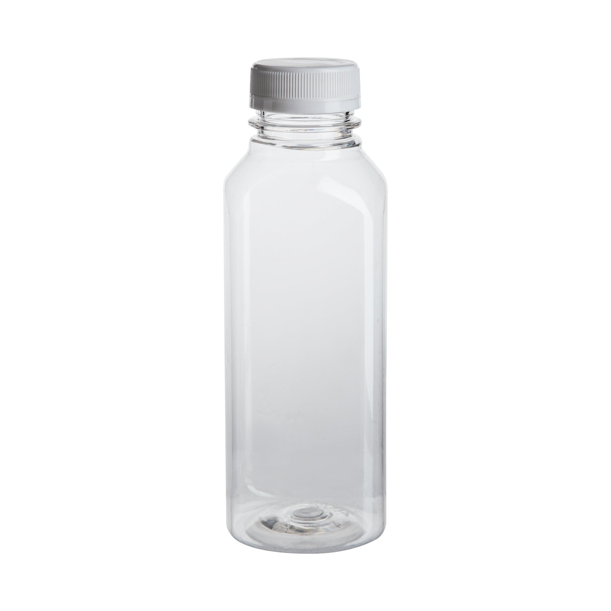16 oz Square Clear Plastic Cold Pressed Juice Bottle - with Safety Cap - 2  1/4 x 2 1/4 x 7 - 100 count box