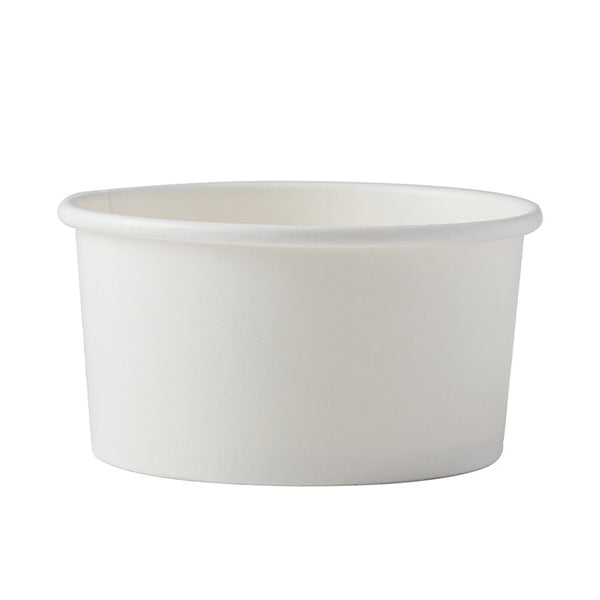 Disposable White Paper Soup Containers with Lids - Paper Ice Cream Cups - Disposable Dessert Bowls for Cold, Frozen Yogurt Cups - Food Storage