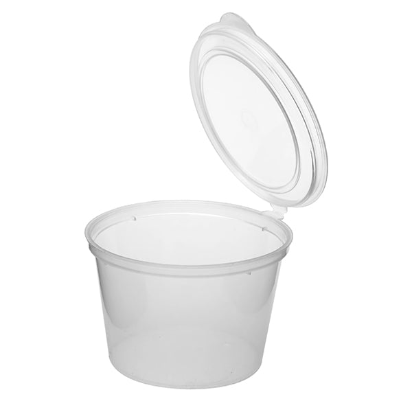 2 oz White PP Attached Lid Containers
